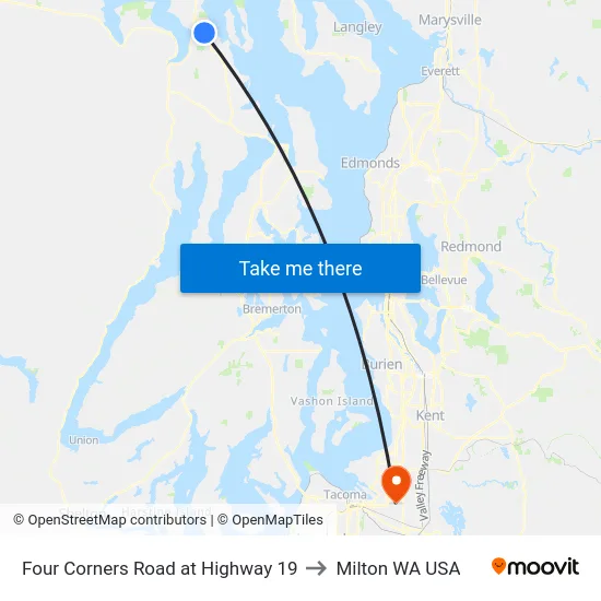 Four Corners Rd & Sr 19 (Nw) to Milton WA USA map