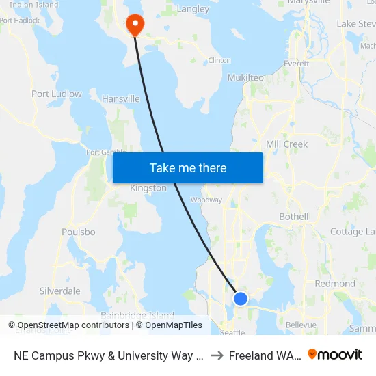NE Campus Pkwy & University Way NE - Bay 2 to Freeland WA USA map