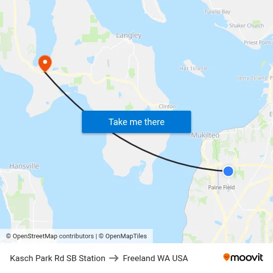Kasch Park Rd SB Station to Freeland WA USA map