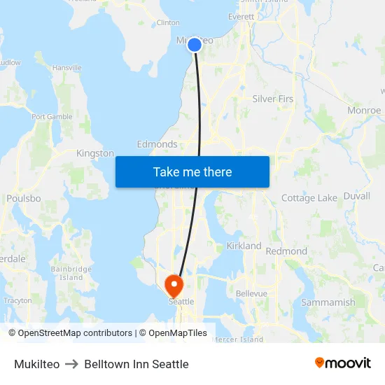 Mukilteo to Belltown Inn Seattle map