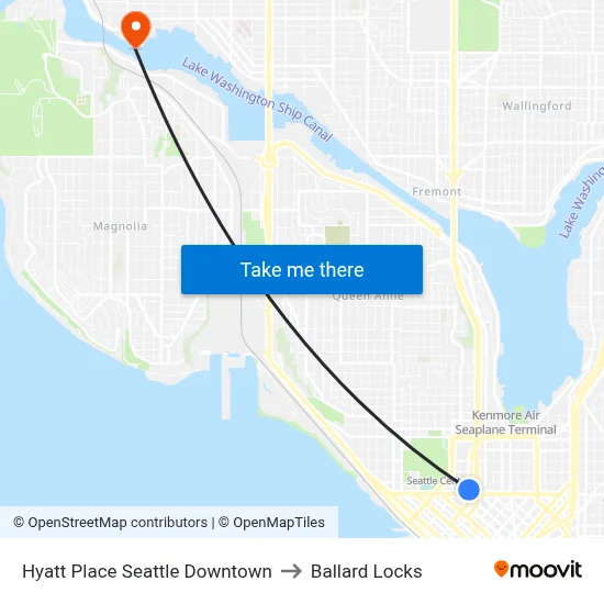 Hyatt Place Seattle Downtown to Ballard Locks map