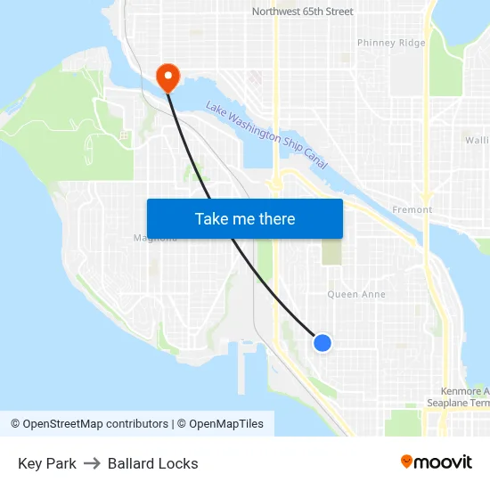 Key Park to Ballard Locks map