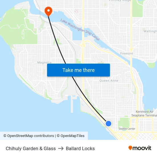 Chihuly Garden & Glass to Ballard Locks map
