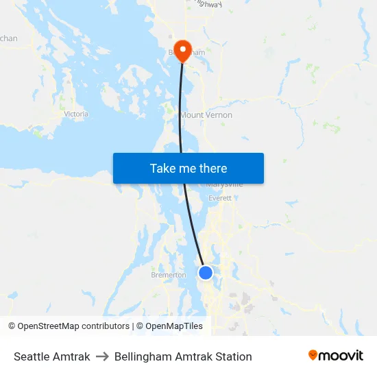 Seattle Amtrak to Bellingham Amtrak Station map