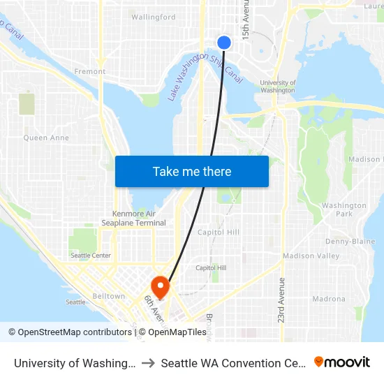 University of Washington to Seattle WA Convention Center map
