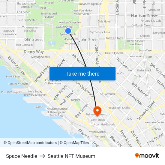 Space Needle to Seattle NFT Museum map
