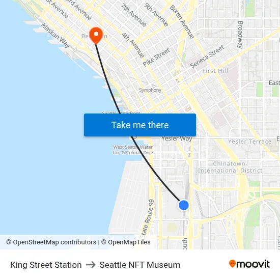 King Street Station to Seattle NFT Museum map