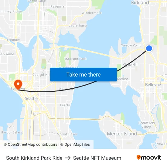 South Kirkland Park Ride to Seattle NFT Museum map
