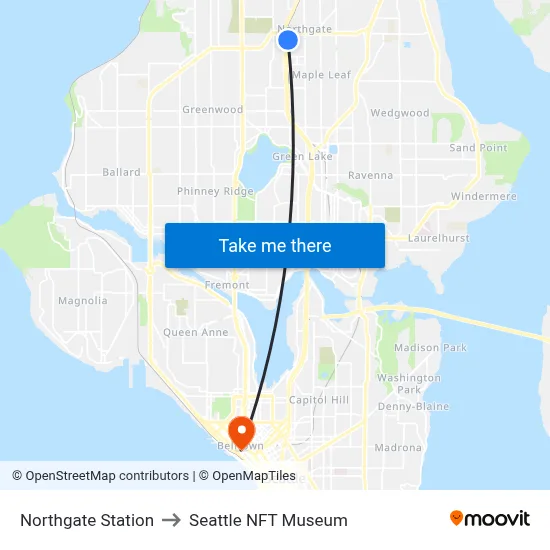 Northgate Station to Seattle NFT Museum map