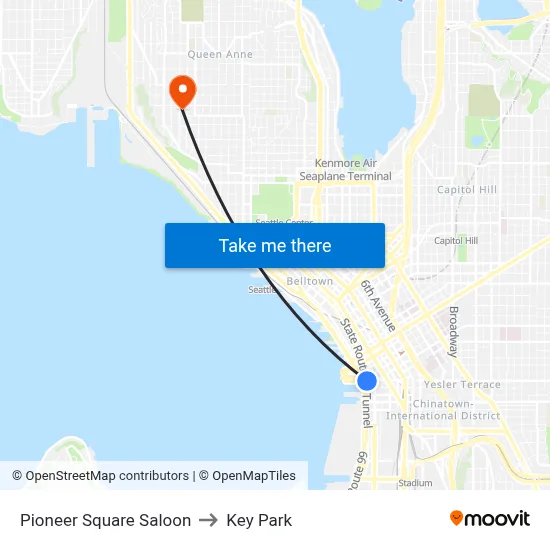 Pioneer Square Saloon to Key Park map