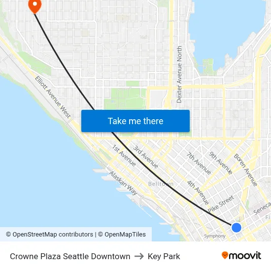 Crowne Plaza Seattle Downtown to Key Park map