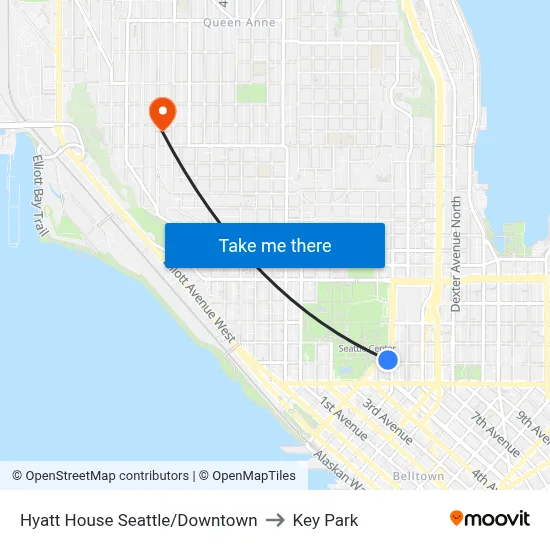 Hyatt House Seattle/Downtown to Key Park map