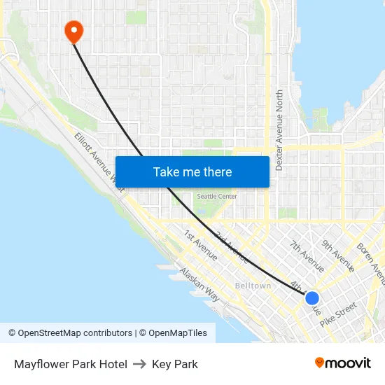 Mayflower Park Hotel to Key Park map