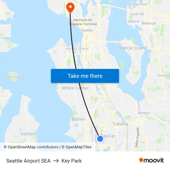 Seattle Airport SEA to Key Park map