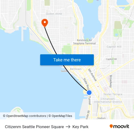 Citizenm Seattle Pioneer Square to Key Park map