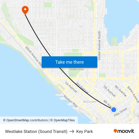 Westlake Station (Sound Transit) to Key Park map
