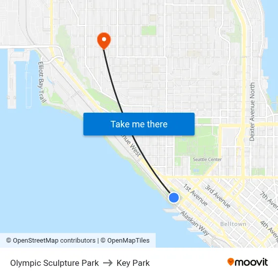 Olympic Sculpture Park to Key Park map