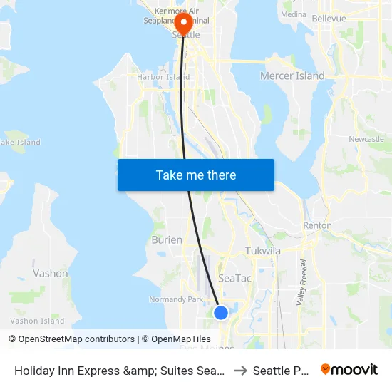 Holiday Inn Express &amp; Suites Seattle-Sea-Tac Airport by IHG, SeaTac to Seattle Public Library map