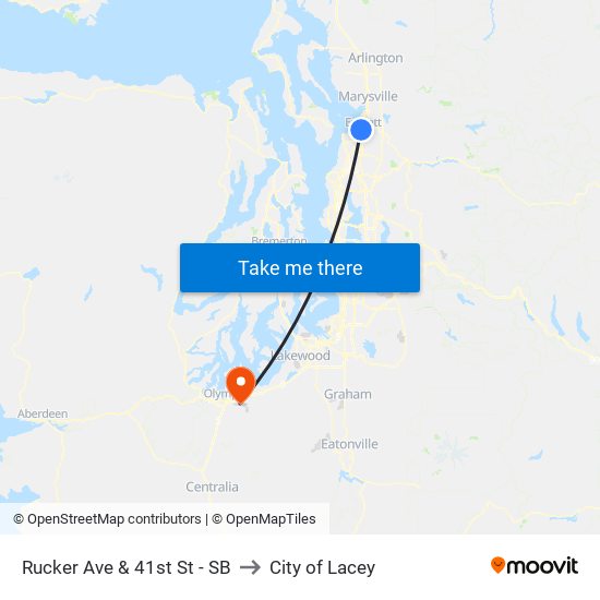 Rucker Ave & 41st St - SB to City of Lacey map