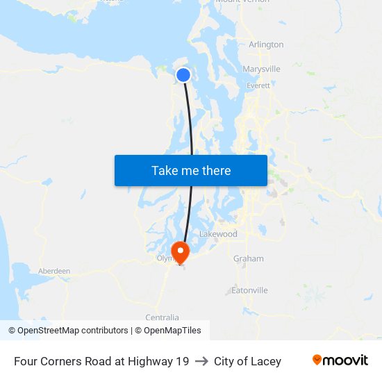 Four Corners Road at Highway 19 to City of Lacey map