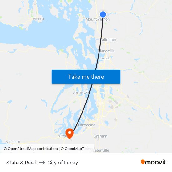 State & Reed to City of Lacey map