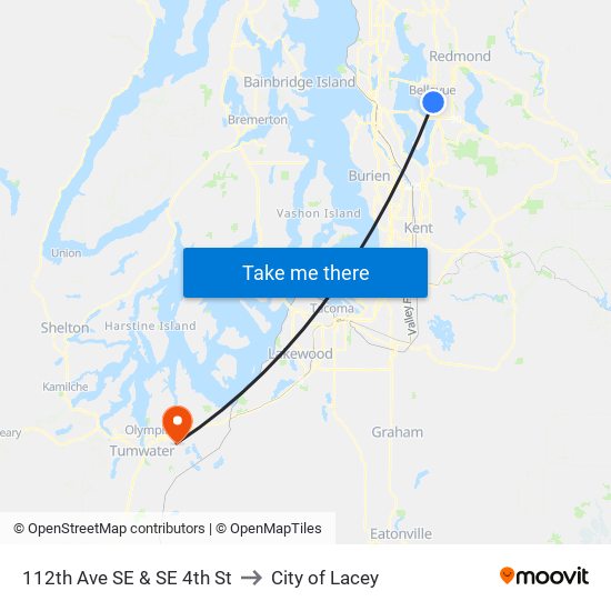 112th Ave SE & SE 4th St to City of Lacey map