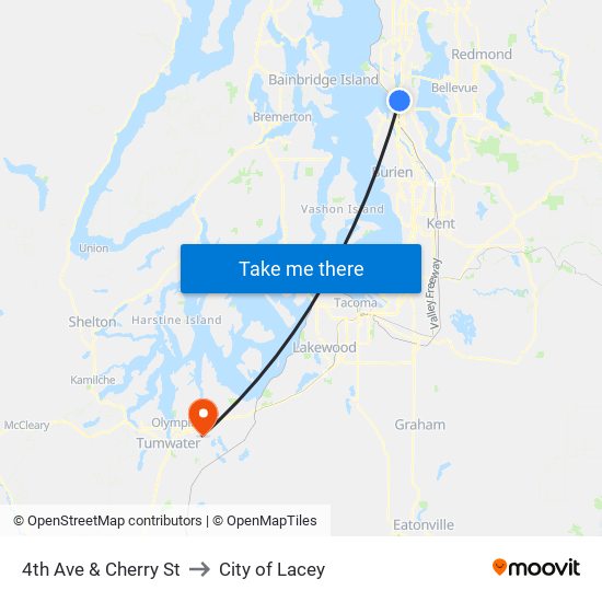 4th Ave & Cherry St to City of Lacey map