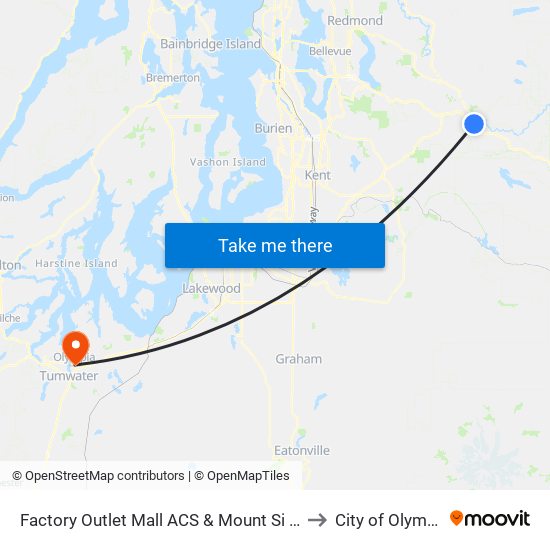 Factory Outlet Mall ACS & Mount Si Blvd to City of Olympia map