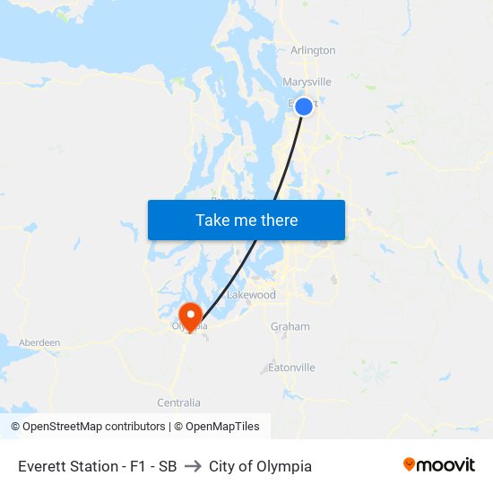 Everett Station - F1 - SB to City of Olympia map