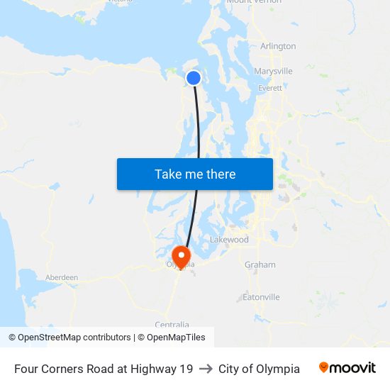 Four Corners Road at Highway 19 to City of Olympia map