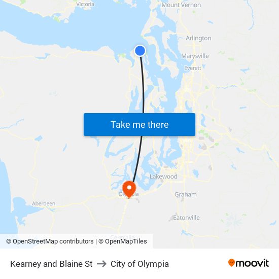 Kearney and Blaine St to City of Olympia map