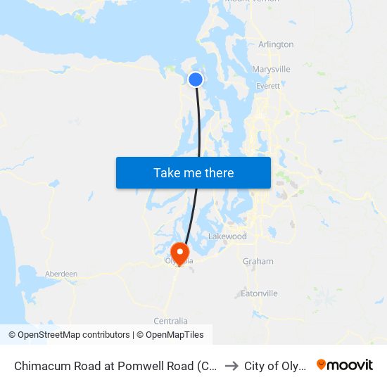 Chimacum Road at Pomwell Road (County Jail) to City of Olympia map