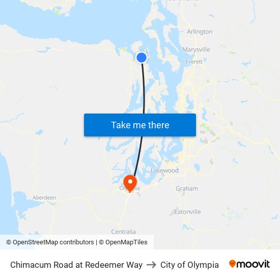 Chimacum Road at Redeemer Way to City of Olympia map