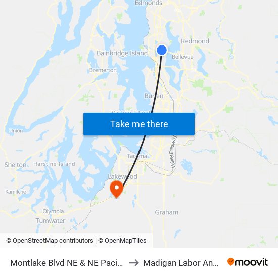 Montlake Blvd NE & NE Pacific Pl - Bay 3 to Madigan Labor And Delivery map