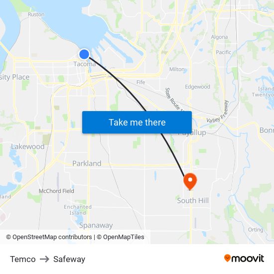 Temco to Safeway map