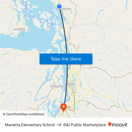 Marietta Elementary School to B&I Public Marketplace map