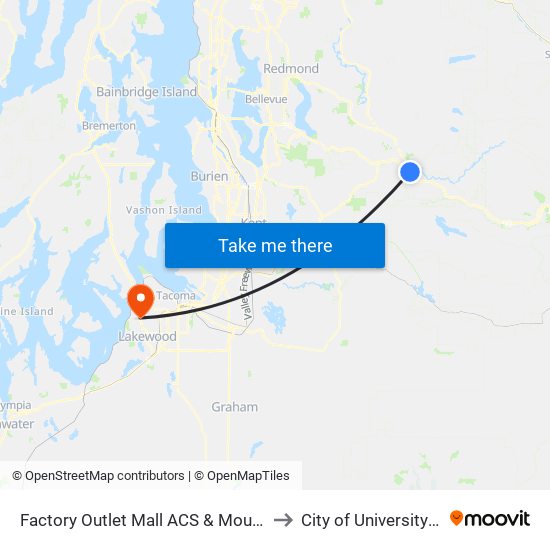 Factory Outlet Mall ACS & Mount Si Blvd to City of University Place map