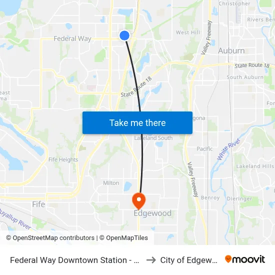 Federal Way Downtown Station - Bay 8 to City of Edgewood map