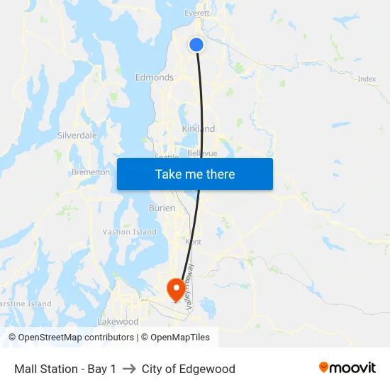 Mall Station - Bay 1 to City of Edgewood map