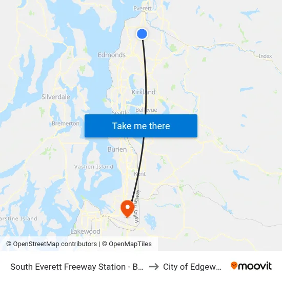 South Everett Freeway Station - Bay 4 to City of Edgewood map