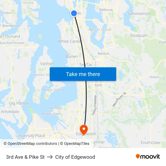 3rd Ave & Pike St to City of Edgewood map