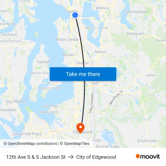 12th Ave S & S Jackson St to City of Edgewood map