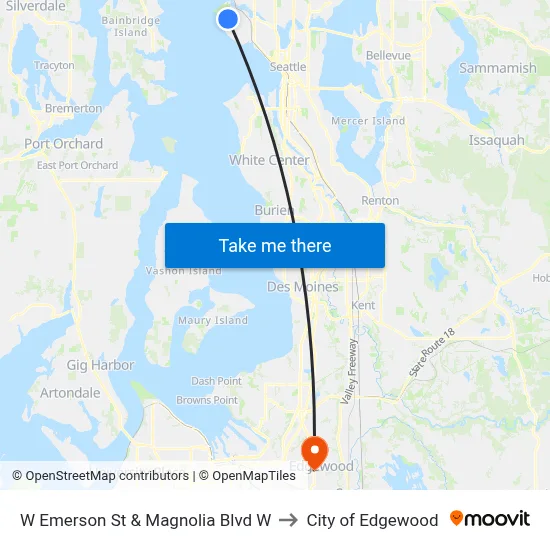 W Emerson St & Magnolia Blvd W to City of Edgewood map