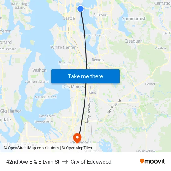 42nd Ave E & E Lynn St to City of Edgewood map