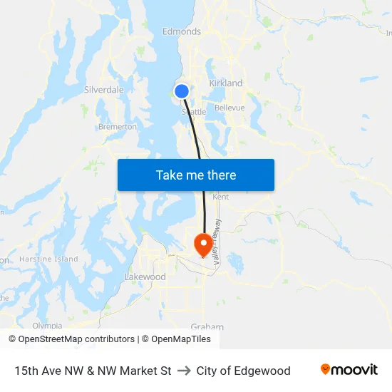 15th Ave NW & NW Market St to City of Edgewood map