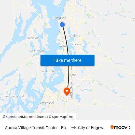 Aurora Village Transit Center - Bay 10 to City of Edgewood map