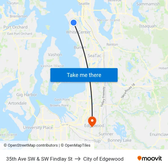 35th Ave SW & SW Findlay St to City of Edgewood map