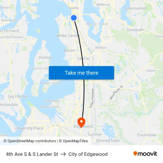 4th Ave S & S Lander St to City of Edgewood map