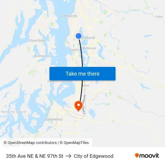 35th Ave NE & NE 97th St to City of Edgewood map
