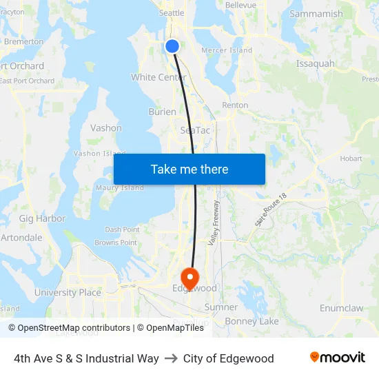 4th Ave S & S Industrial Way to City of Edgewood map